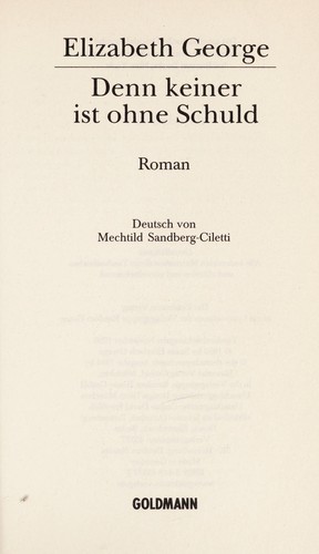 Elizabeth George: Denn keiner ist ohne Schuld (German language, 1996, Goldmann)