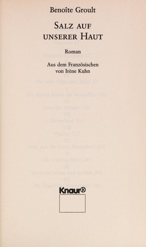 Benoite Groult: Salz auf unserer Haut (German language, 1992, D. Knaur)