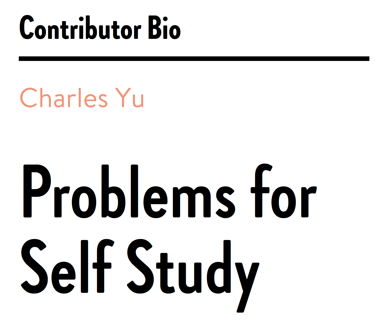 Charles Yu: Problems for Self Study (EBook, Harvard Review)