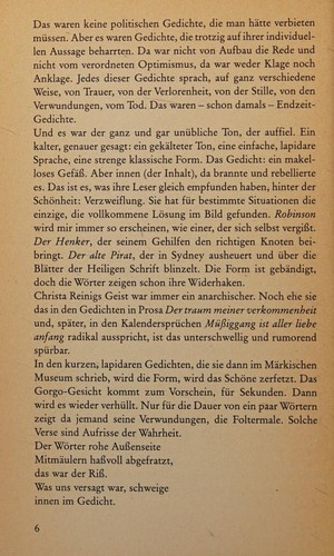 Christa Reinig: Gesammelte Gedichte 1960-1979 (German language, 1985, Luchterhand)