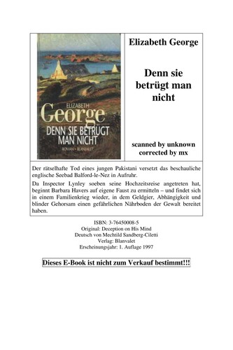 Elizabeth George: Denn Sie Betrugt Man Nicht (Hardcover, German language, 1997, Blanvalet)