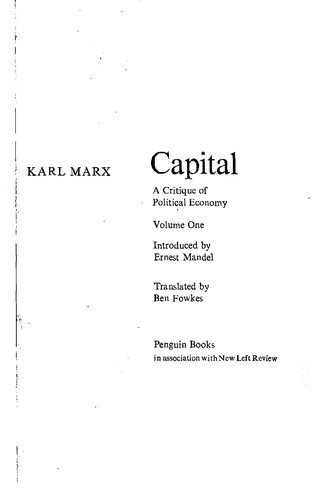 Karl Marx: Capital (1976, Penguin Books)