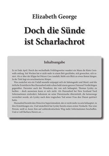 Elizabeth George: Doch die Su nde ist scharlachrot (German language, 2008, Blanvalet)