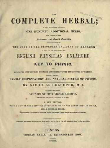 Nicholas Culpeper: The complete herbal (1847, Thomas Kelly)