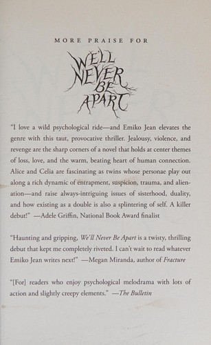 Emiko Jean: We'll Never Be Apart (2016, Houghton Mifflin Harcourt Publishing Company)