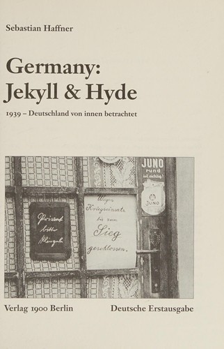 Sebastian Haffner: Germany: Jekyll & Hyde (Hardcover, German language, 1996, Verlag 1900)